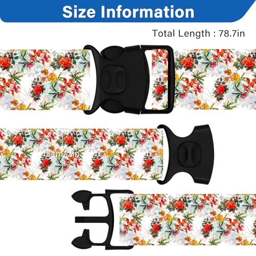 Image of Luggage Straps for Suitcases, Travel Adjustable Belt with Quick Release Buckle, Heavy Duty Nylon Bag Packing Strap, Unique Bright Identifiers Business Travel Accessories (2 Pack) - Red Yellow Flowers