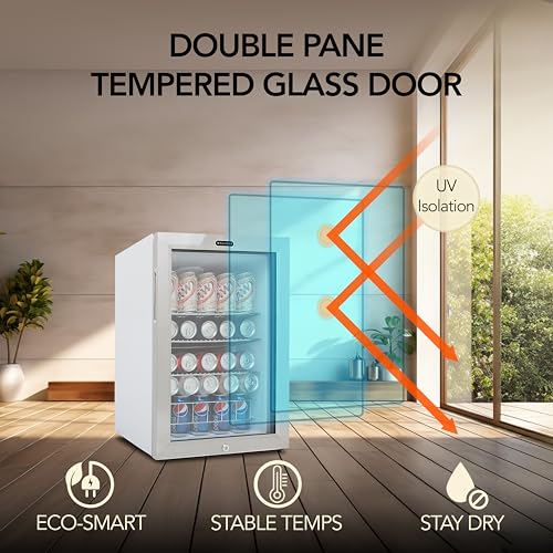 Whynter Beverage Refrigerator Fridge, 90 Can, Glass Door, Lock, BR-091WS - image 9