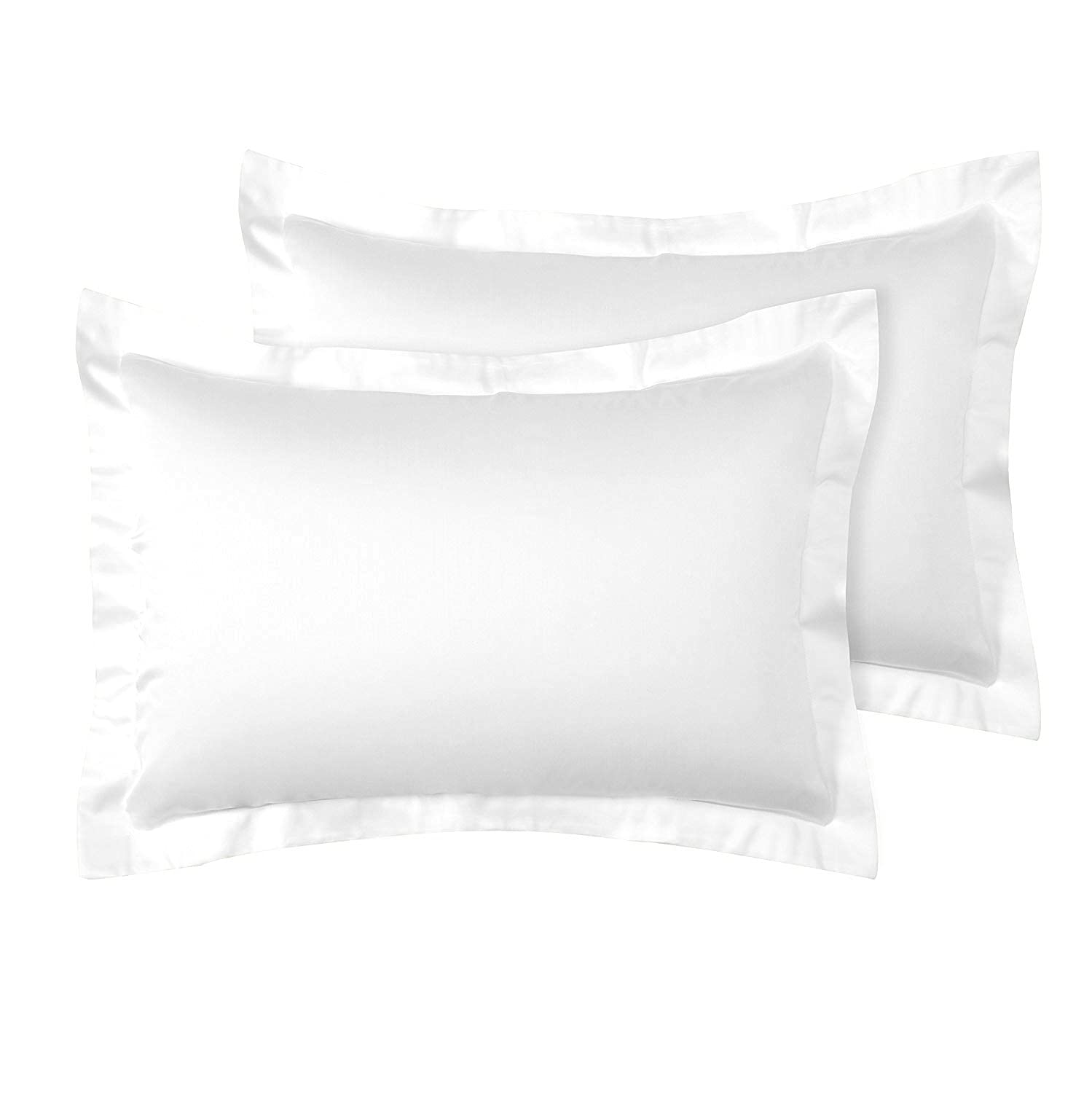 AmigoZone 2 Pack 100% Egyptian Cotton 400 Thread Count Pillowcases (White, 2pc Oxford Pillowcases)