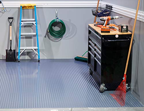 G-Floor Lite 7\'6\" x 14\' Diamond Tread Rollout Garage Flooring in Slate Grey