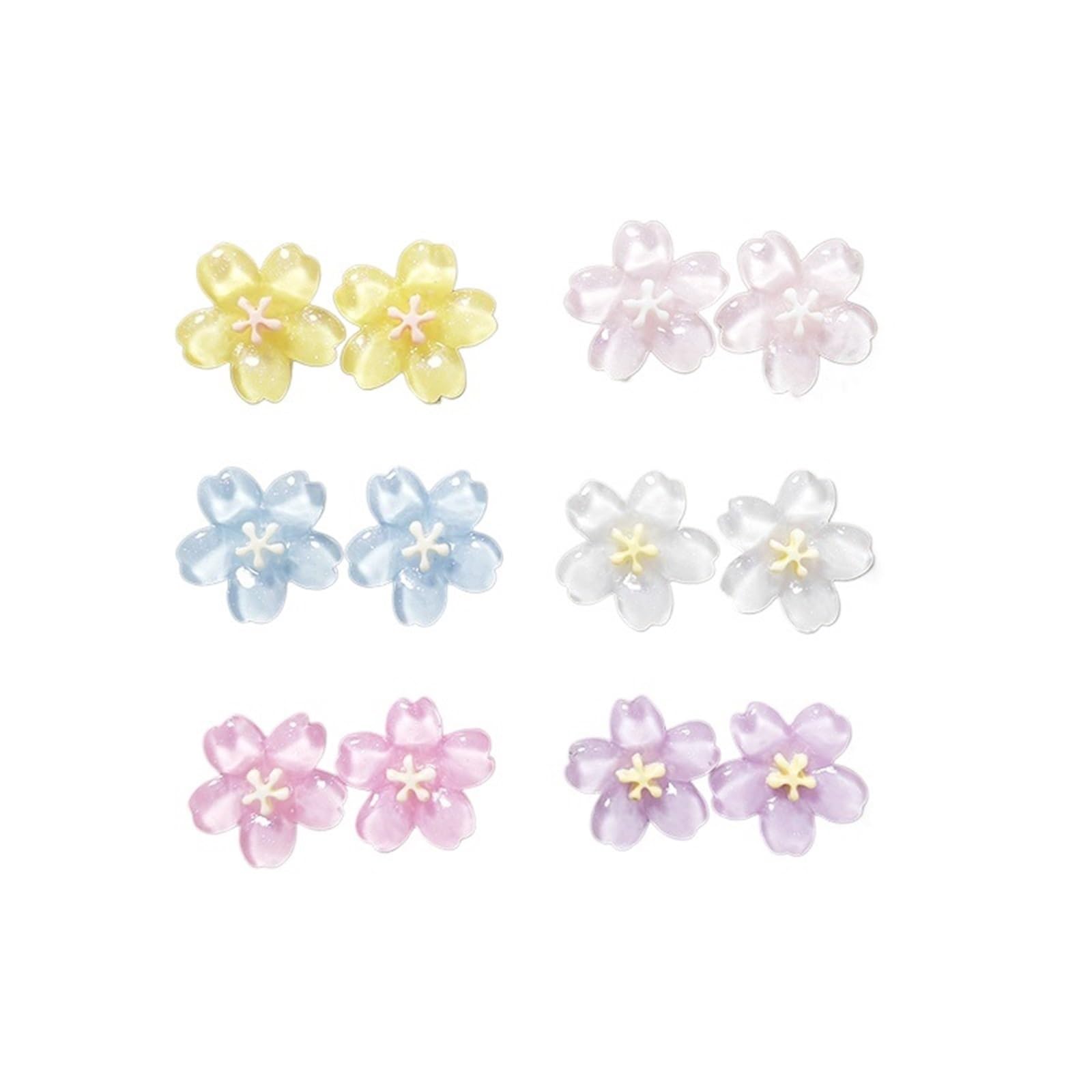 Glass Magnets 12pcs Mixed Colors Cherry Blossom Flower Fridge Magnets Refrigerator Floral Accessories Home Decoration