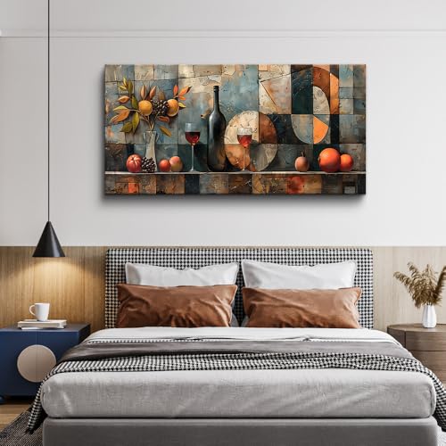 KELIYUAN Wall Art For Kitchen Wall Decor For Living Room Dining Room Decorations Wine Glass Wall Painting Still Life Abstract Pictures Artwork Ready To Hang bar Wall Posters Home Decor 20"x40"