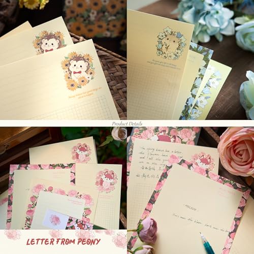 MSLSOZ Briefpapier-Set für Kinder – 3 Arten von niedlichen Tiermotiven und Umschlägen, Kawaii-Schreibwaren-Set für Kinder und Schreibliebhaber