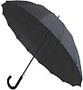 60MPH Windproof Strong Umbrella - Heavy Duty Extra Strong with 16 Ribs - Best Triple Layer Reinforced Frame with Fiberglass - Large Straight Auto Umbrella - Black Canopy