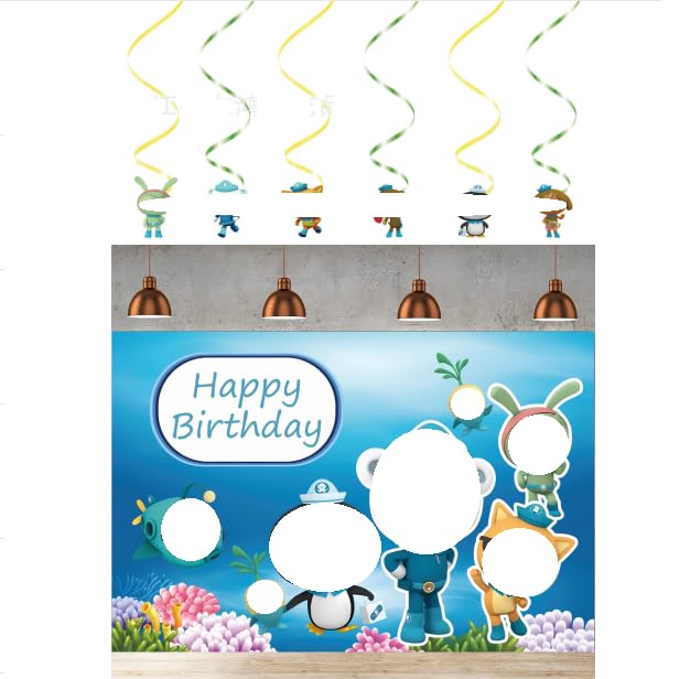Decoración Tarta Cumpleaños Colgando Remolinos Decoraciones, Tela de Fondo de Animación Submarina, Decoración Cumpleaños, Decoración Fiestas Cumpleaños Pancarta, Fiesta de Cumpleaños de Niños y Niñas