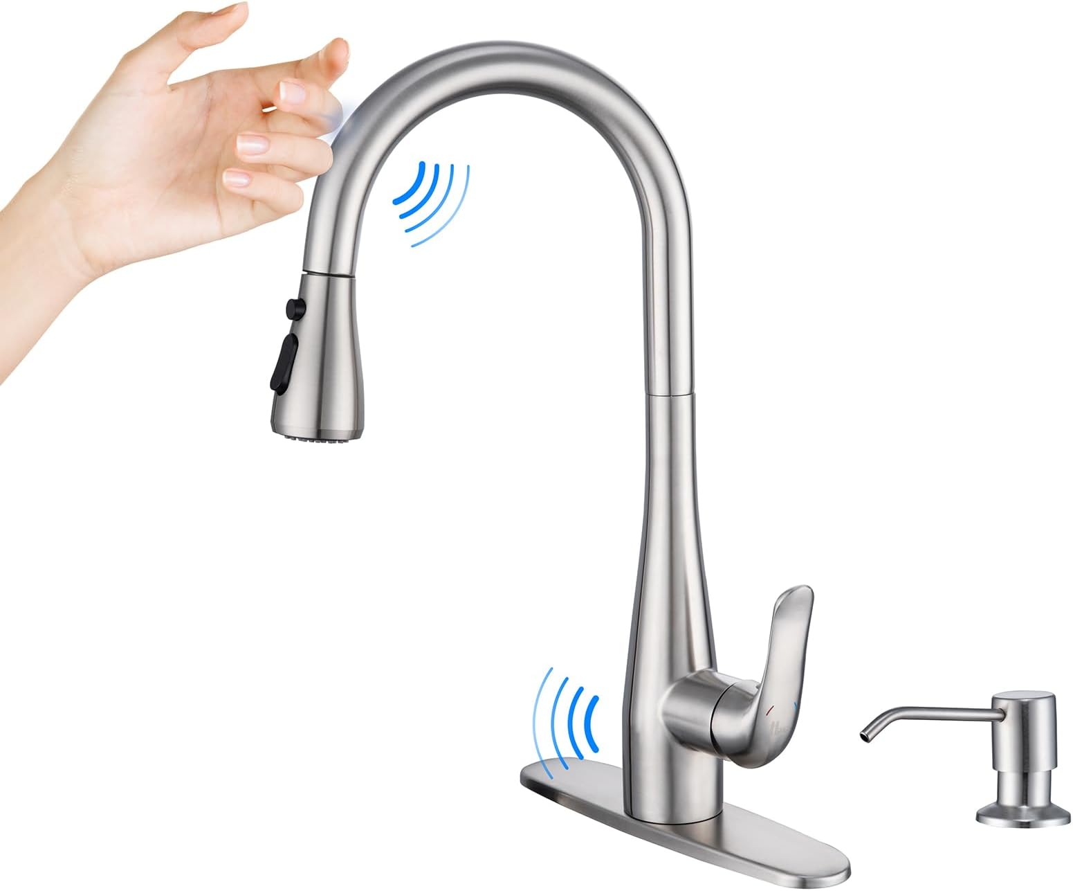 HGHGK Touch on Kitchen Faucet with Soap Dispenser and Pull Down Sprayer