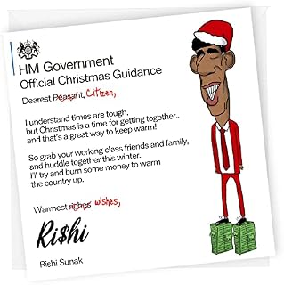 Funny Christmas Cards 2022 - Rishi Sunak Political themed Christmas Card for Friends and Family Members - Funny Christmas Gift for Him and Her, Funny Xmas Cards