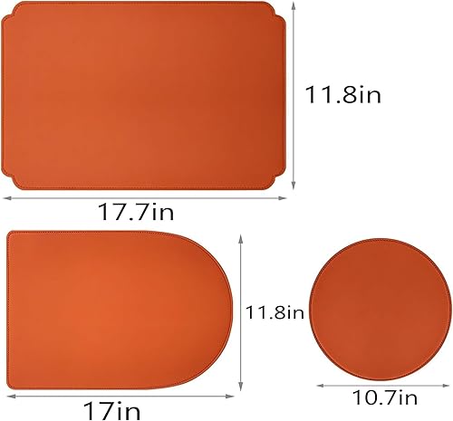 Miniatura 5 de Manteles individuales de piel sintética para mesa de comedor, lavables, resistentes al calor, aislamiento térmico e impermeable, juego de 468