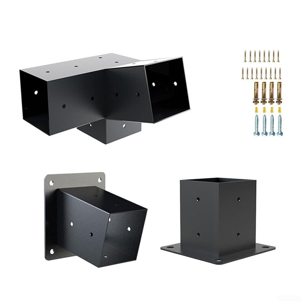 Kit di staffe per pergola inclinate per tetto e pergola, kit di montaggio a parete con hardware unidirezionale in acciaio a 3 vie, resistente alla ruggine, supporto esterno per veranda