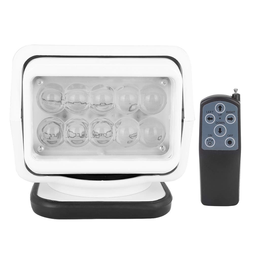 Projecteur LED, projecteur de voiture télécommandé 12V 50W, projecteur de travail rotatif à 360 degrés étanche IP56, éclairage longue portée avec base magnétique pour camions, navires, excavatrices