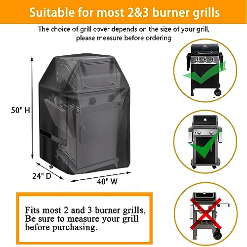 Image of Aoretic Grill Cover, 40 inch BBQ Gas Grill Cover for Outdoor Grill, Charbroil Grill Cover Barbecue Waterproof, Anti-UV for Weber Char-Broil Monument, Dyna-glo Nexgrill Spun Polyester