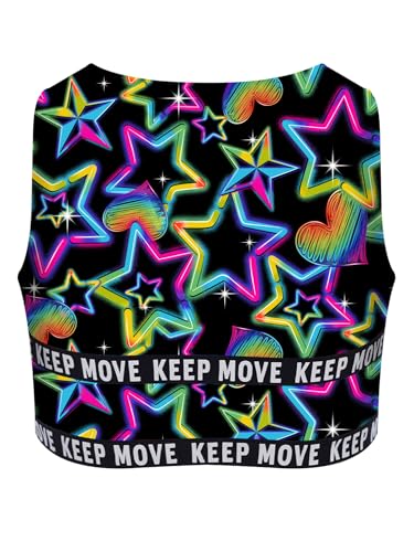 YEAHDOR Kids Girls Crop Tops Print Sleeveless Vest Gymnastics Dance Bralette Tops Workout Yoga Sport Vest2