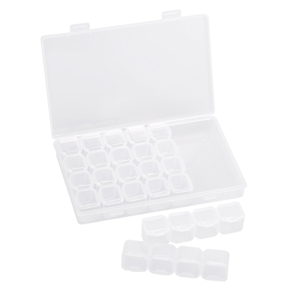 Anself28 Slots Adjustable Plastic Storage Box Nail Art Bead Rings Jewelry Organizer Gems Earrings Container