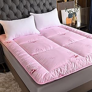 Traditionele Vloermatras, Japanse Quilten Futon Matras Dikke Zacht Tatami Vloer Matras Slaapzaal Draagbare Slaapmat-roze-100×200 cm (39×79 inch)