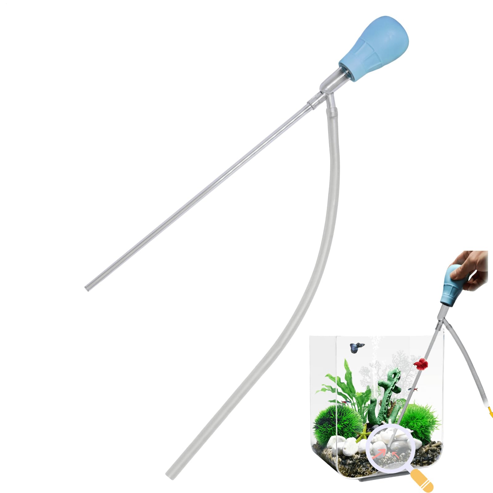 Aquarium Waste Cleaner – Manual Stone Cleaner for Aquarium,Cleaning Tube for Gravel and Substrate, Pipette Vacuum Cleaner Siphon