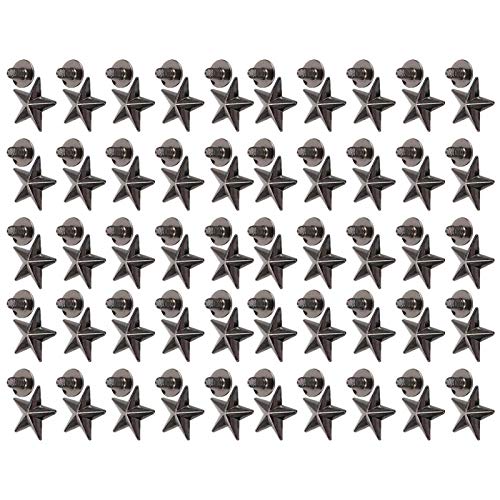 50 Set Sternnieten mit Schrauben, Zinklegierungsniete für Gehäusebolzen, Zinklegierung, Sternniete, Basteltasche, Schuh- und Dekorationszubehör, 14 Mm(Silber schwarz)