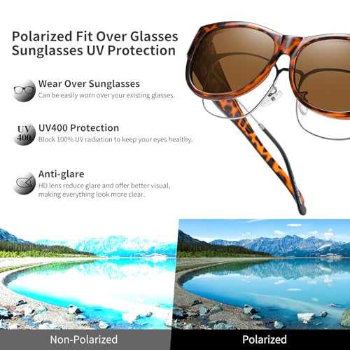 Image of GEGURI Polarized Sunglasses Fit Over Glasses for Men Women, Oversized Square Sun Glasses UV400 Protection Shades