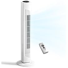 32" Bladeless Tower Fan, Portable Floor Fan with Remote Control, Adjustable 90 Oscillating, 3 Speeds, 3 Modes & 7.5H Timer, Ultra-Quiet Cooling Fan for Home Office Bedroom, White