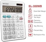 Sharp EL-330WB Standard Function Basic Desktop Calculator, Large Display, for Home and Office, Dual Power, Solar and Battery