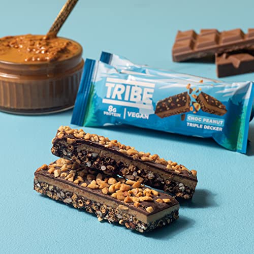 TRIBE Triple Decker Protein Bars - Choc Peanut - Great-Tasting Natural Plant Energy - Vegan, Gluten & Dairy Free Bar (12 x 40g) - Image 3