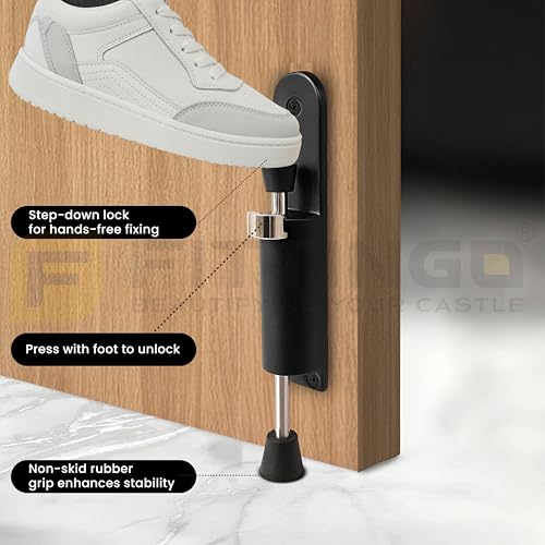 Image of Premium Kick Down Stopper /Door Magnet Stopper /Foot Operated Stopper /Heavy Duty Door Stopper /Zinc Alloy Magnetic Door Stopper (Pack of 1, Black Finish)-| 3 Years Warranty |