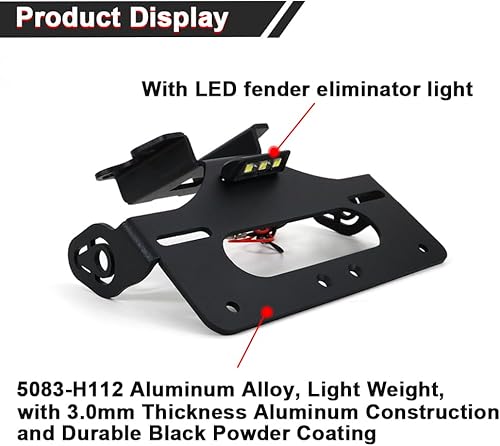 Miniatura 4 de Xitomer Tail Tidy Fit para MT-07 FZ-07 2021-2024, YZF-R7 2021-2025 Soporte eliminador de guardabarros con luz LED de placa de matrícula para OEM y