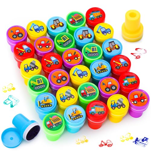 GSrenyu - GSrenyu 30 Pcs Kids Stamps Set, Excavator, Self Inking Stamps for Children's Birthday Party Gift Bag Filler - -26%