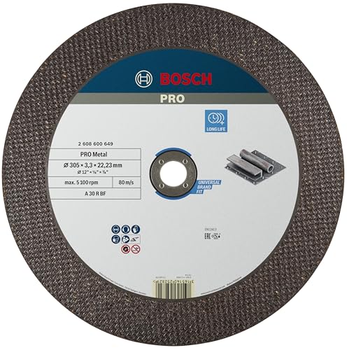 Bosch 1x PRO Metal Longlife Trennscheibe für große Winkelschleifer und 22,23‑mm-Bohrung (für Stahl, Ø 305 mm, Professional Zubehör Großer Winkelschleifer)
