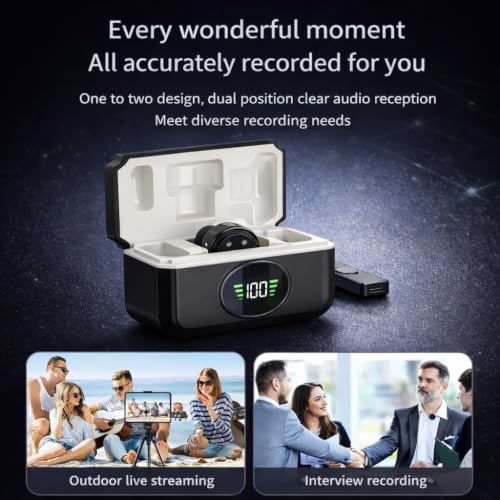 Image of DDLC Q-8 Dual Wireless Microphone for Camera Laptop & Smartphones | 2.4G Mini Collar Mic with Noise Cancellation & Magnetic Clip | Wireless Mic for YouTube Vlogging Recording & Interviews (EQ08)