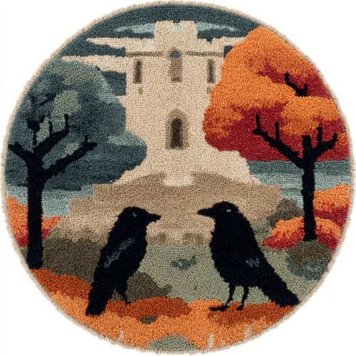 Kit de crochet à loquet tapis rond 100x100cm grand format broderie château