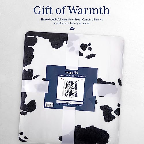 Image of Indigo Hill by HiEnd Accents Elsa Cow Print 54x68 Sherpa Throw Blanket