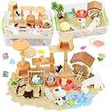 VBACALA Magic Sand Set mit 2 stöckigem Sandkasten 500g Magischer Sand,Hunde & Katzen Figuren,Sensorisches Spielzeug Set für Kinder ab 3 Jahren,Kreatives Sandspiel,Geschenk für Jungen & Mädchen
