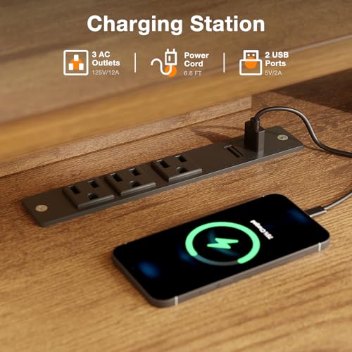 Image of Casaottima 59 Inch Electric L-Shaped Standing Desk with Drawers, Height Adjustable Stand Up Corner Desk with Monitor Stand & Keyboard Tray, Lift Table for Home Office, Workstation, Rustic Brown