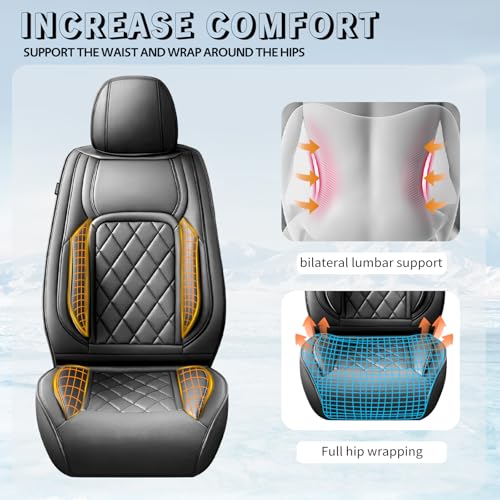 Image of Fit Equinox Car Seat Covers Compatible with Chevy Equinox 2011-2025 2026, Premium Leather Breathable, Wear Resistant, Airbag Compatible, All-Weather Protection & Full Coverage, Full Set Black
