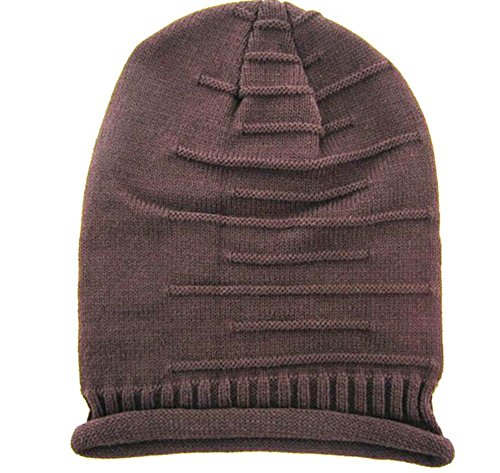 Upspirit Unisex Women Men Winter Warm Ski Knitted Crochet Baggy Beanie Hat Cap Beret-Coffee