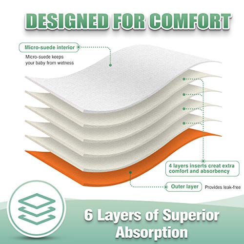 image for wegreeco Cloth Diapers 6 Pack with 6 Inserts & 1 Wet Bag, Washable Clo