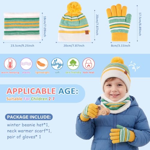 Image of FZ FANTASTIC ZONE Toddler Kids Winter Hats Gloves Scarf Neck Warmer Age 2-7