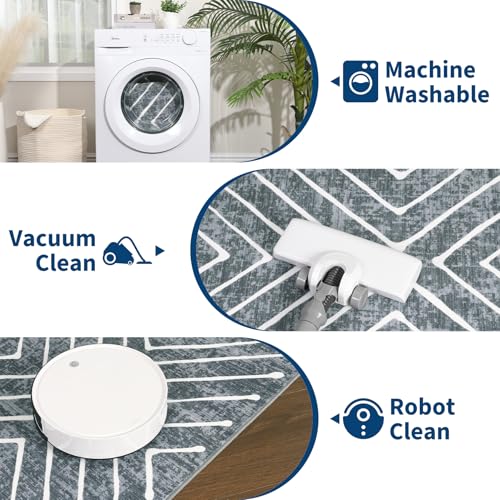 8x10 Area Rug for Living Room Washable Rug Non Slip Large Bedroom Stain Resistant Dining Room Throw Rug Contemporary Accent Carpet Ultra Soft Modern Carpet for Home Decor Office, Dark Grey - Image 5