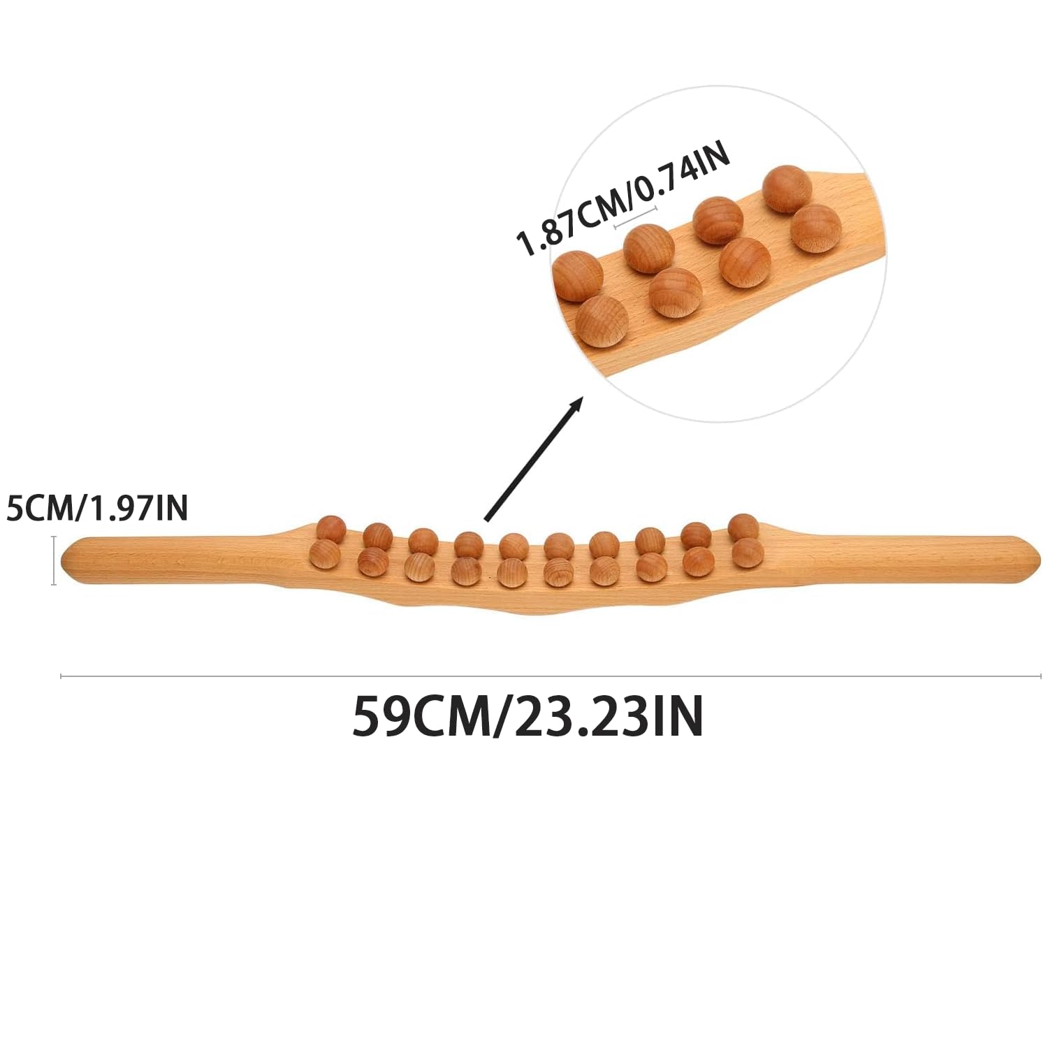 Masajeador Gua Sha de madera, masajeador de drenaje linfático, 20 cuentas, herramientas de masaje de terapia de madera para dolor de cuello y espalda, moldear el vientre y las piernas