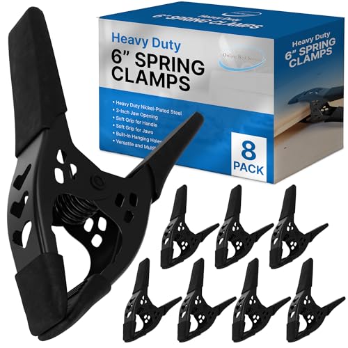 Image of BLACK Lot of 8-6 inch inch Clamp Large Heavy Duty Spring Metal - 3 inch Jaw opening