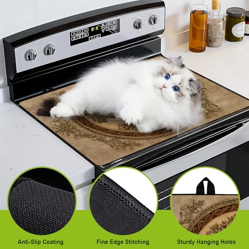 Image of BVBOX Stove Top Cover for Electric Stove, 28 inch x 20 inch Glass Cooktop Protector Mat with Hanging Loops, Anti-Scratch Non-Slip Dish Drying Mat, Washable Countertop Pad