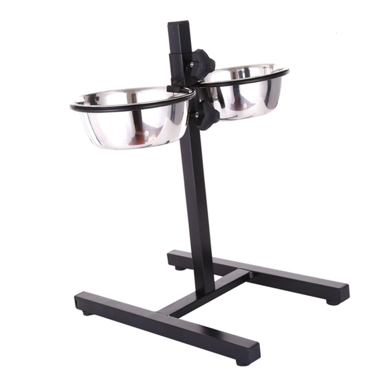 Ciotola Rialzata per Cani e Gatti in Acciaio Inossidabile Design Pieghevole e Regolabile Altezza, Set 2 Ciotole Profonde e Base Antiscivolo