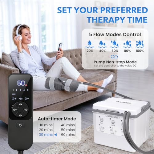 Cold Therapy Machine with Programmable Timer, Ice Machine for Knee After Surgery, Portable Ice Therapy Knee Replacement Recovery System, Ice Therapy Machine with Quiet Pump, Reduces Swelling, White - Image 4