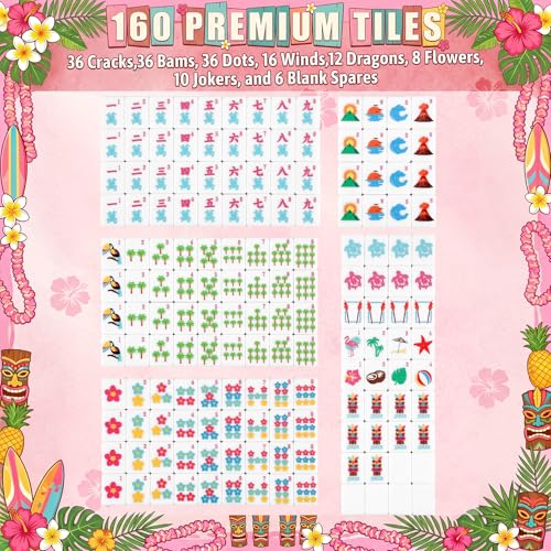 Juego de fichas American Mahjong 160 piezas color rosa miniatura 6