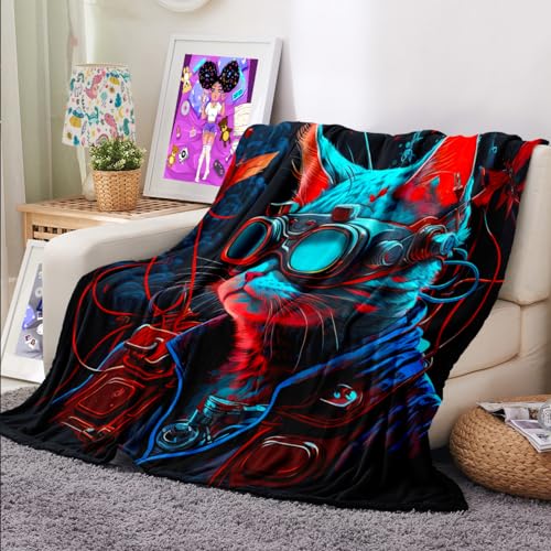 WJLBKGU Cobertor de gato para cama cobertor de gato legal meninos cobertores de gato para meninos co