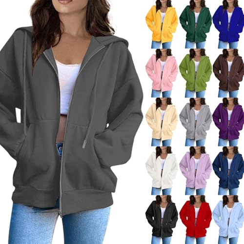 Elneeya Womens Zip Up Hoodie Y2K Camping Exercise Oversized Sweatshirts - image 1
