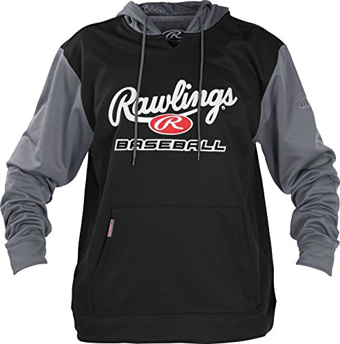 Rawlings Men's Performance Fleece Baseball Hoodie Black/Gray Small
