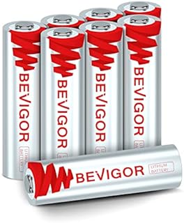 Bevigor AA Lithium Batteries, 8 Pack High-Performance Long Lasting Double A Battery, 20-Year Shelf Life Lithium AA Batteries for Trail Camera, Flashlight, Leakage Free Batteries【Non-Rechargeable】