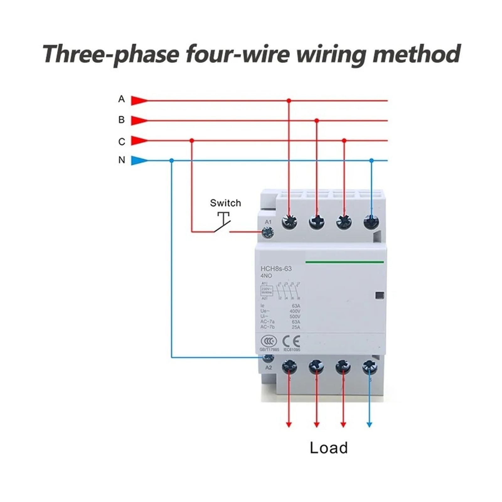 HCH8s-25M 4P 16A 20A 25A 24V 110V 220V szyna DIN domowy AC modułowy stycznik z przełącznikiem ręcznym 4NO 2NO2NC lub 4NC (4P 25A 2NO2NC 230V)