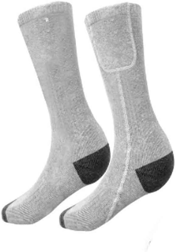 Unisex Thermal Cycling Compression Socks Non-slip Heated Cotton Sport Electric Warm High Sock with Battery(Gray,M code)